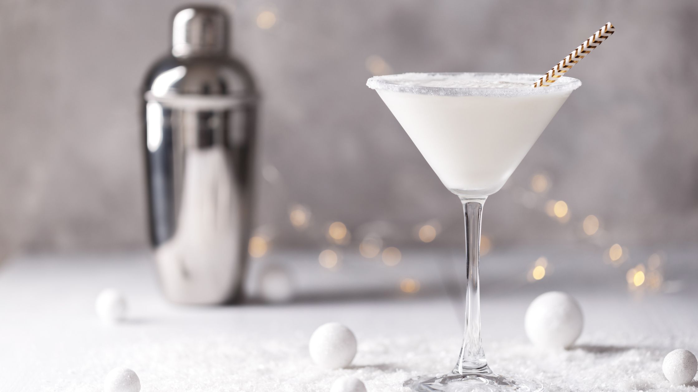 White snowy looking martini drink.
