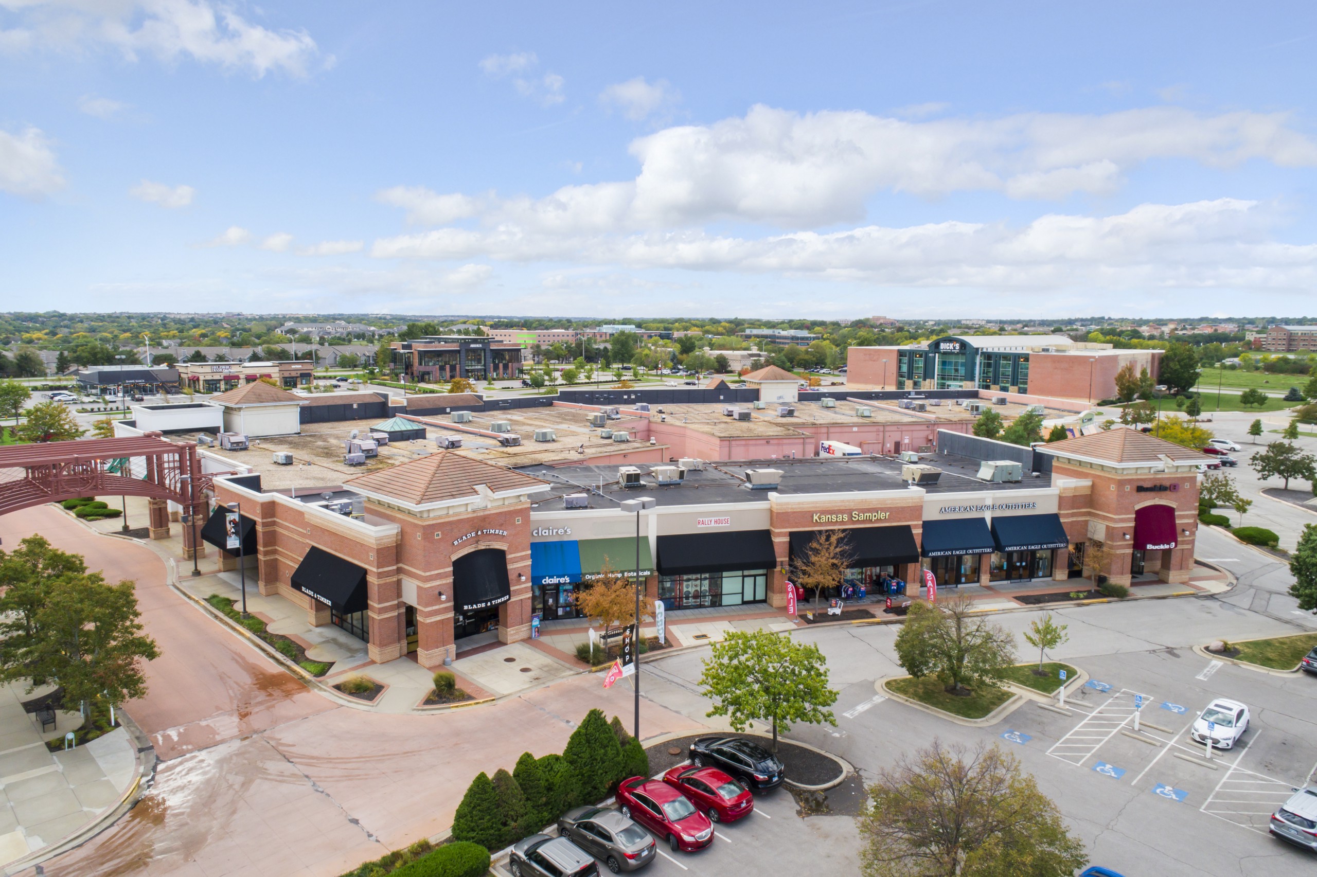Aerial view of shopping center